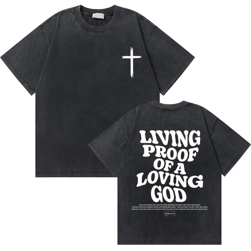 T-shirt chrétien effet délavé "GOD loves you"