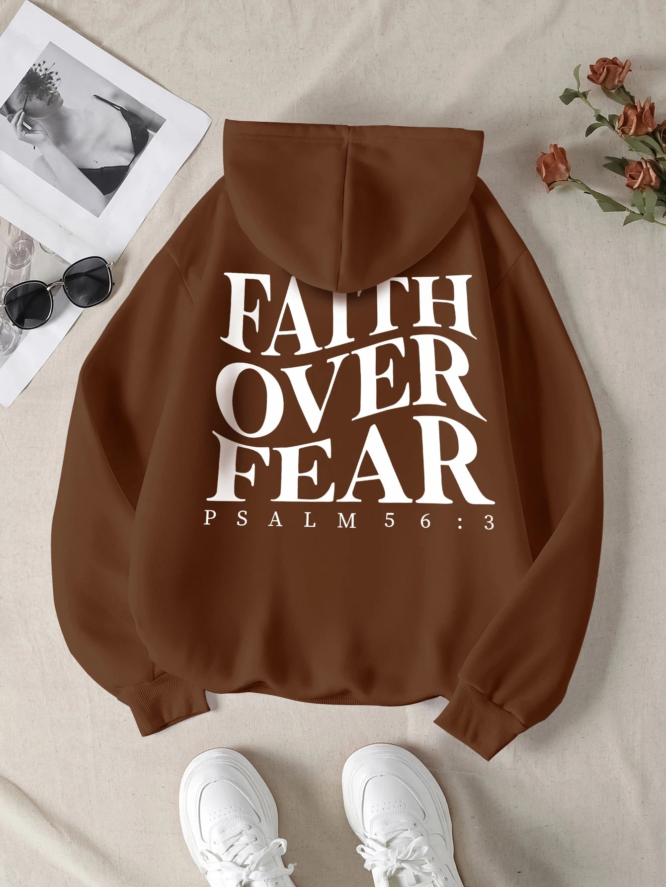 Sweat à capuche Faith Over Fear pour femme, sweat-shirt chrétien tendance