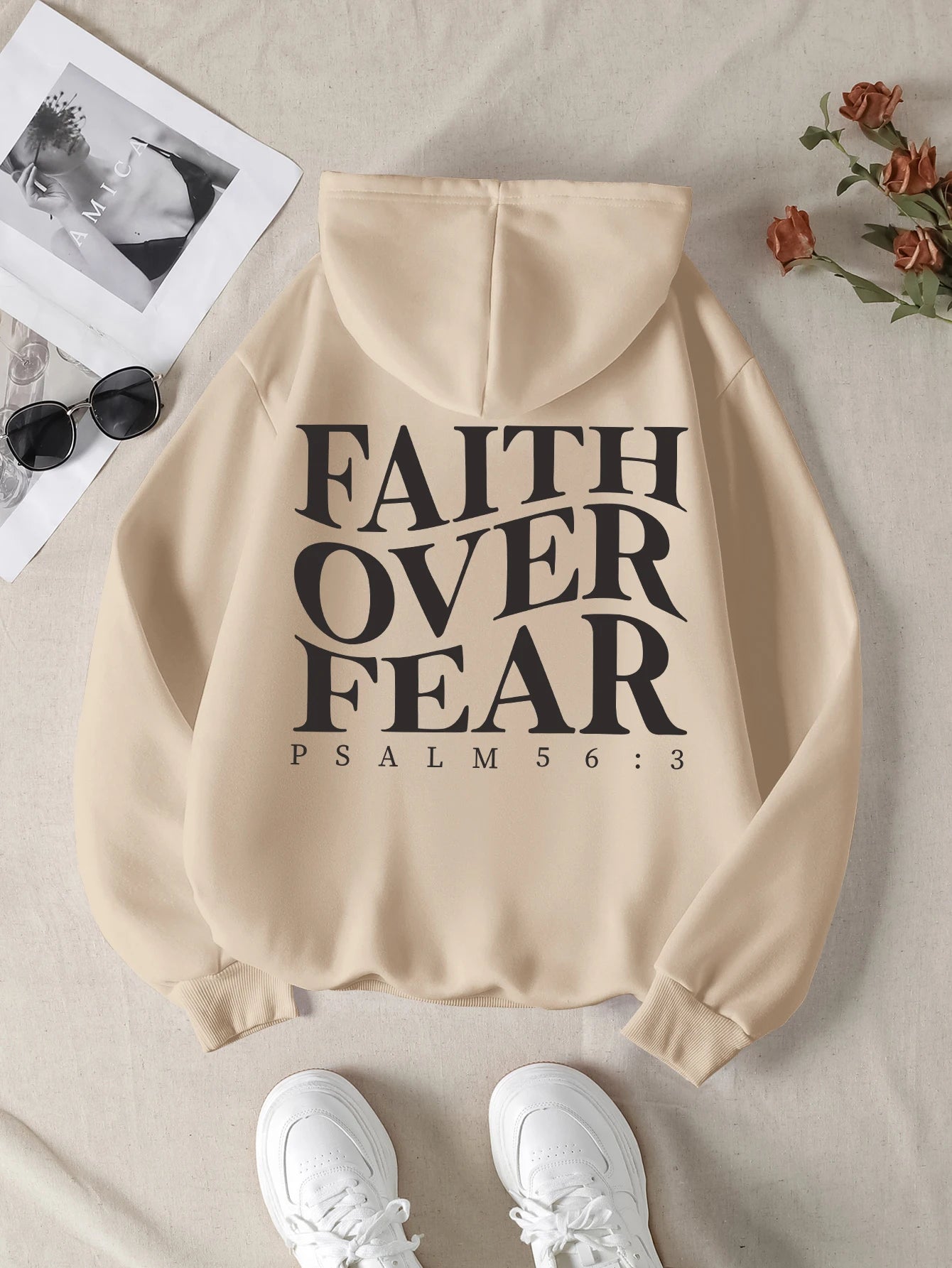Sweat à capuche Faith Over Fear pour femme, sweat-shirt chrétien tendance