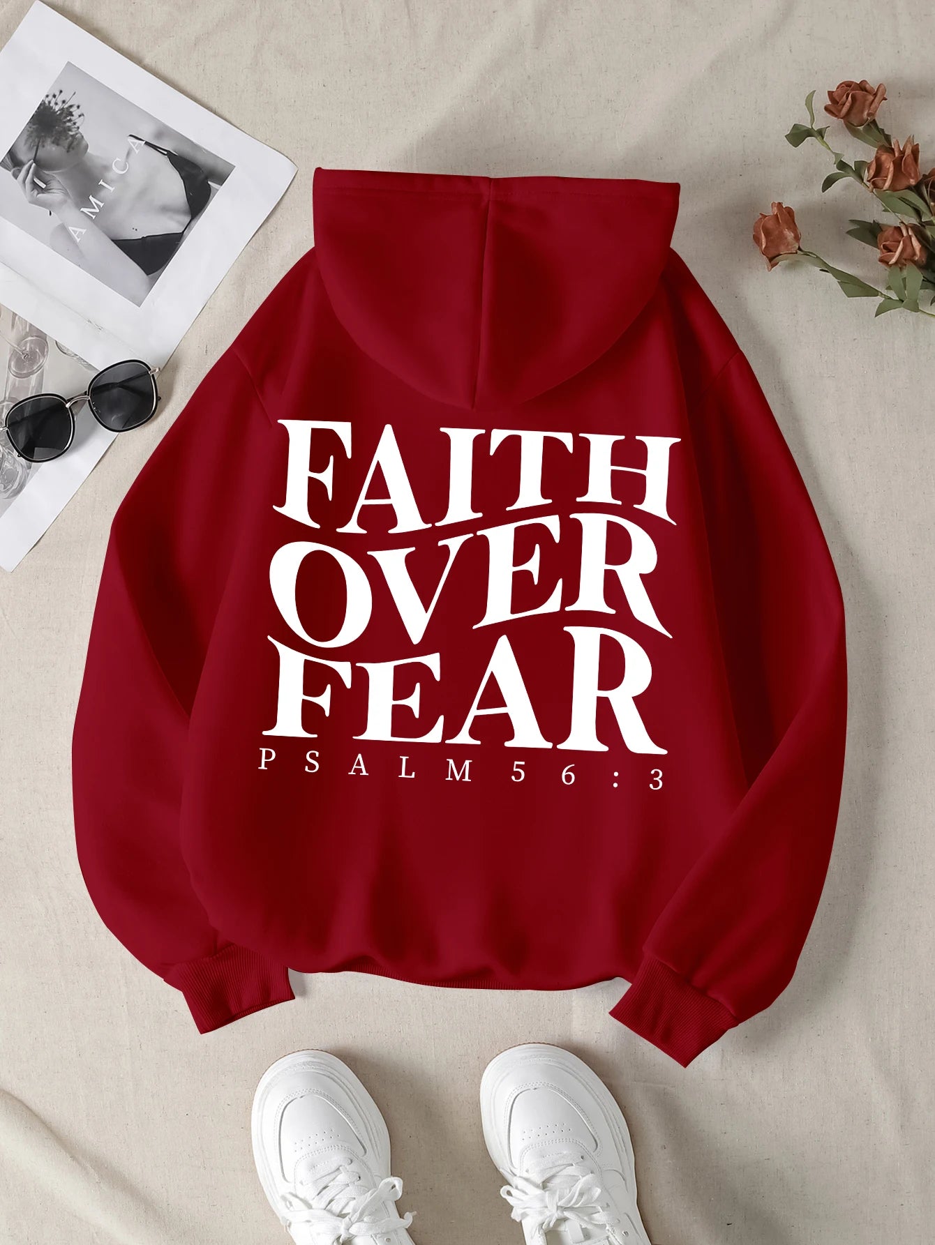 Sweat à capuche Faith Over Fear pour femme, sweat-shirt chrétien tendance