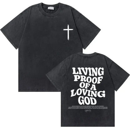 T-shirt chrétien effet délavé "GOD loves you"