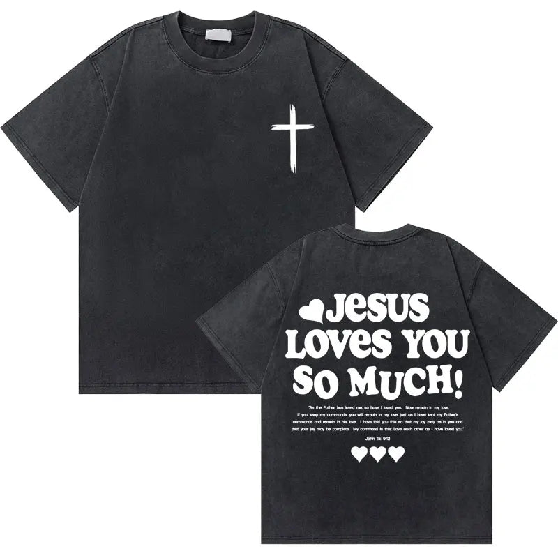 T-shirt chrétien effet délavé "GOD loves you"
