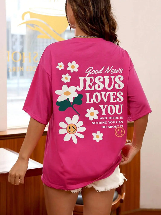 Doux message grand impact t-shirt " JESUS loves you"