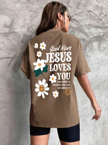 Doux message grand impact t-shirt " JESUS loves you"