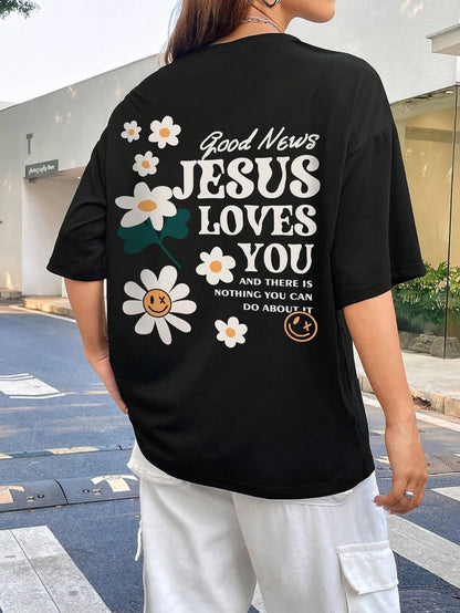 Doux message grand impact t-shirt " JESUS loves you"