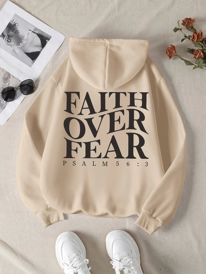 Sweat à capuche Faith Over Fear pour femme, sweat-shirt chrétien tendance