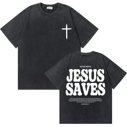 T-shirt chrétien effet délavé "GOD loves you"